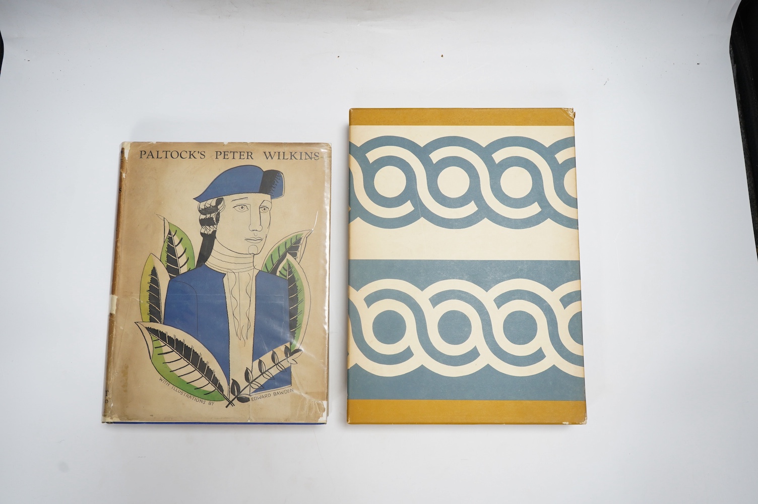 Bawden, Edward first book as illustrator - Paltock, Peter - The Life and Adventures of Peter Wilkins, 4to, blue cloth gilt in a torn d/j, with loss, with 19 coloured stencil illustrations, 5 being full page, 4 double-pag